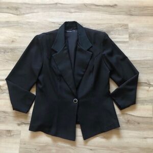 Vintage Silky Like Black Blazer